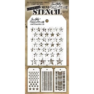 Tim Holtz: Set 11 - Mini Layered Stencil Set 3/Pkg