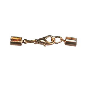 Smykkelås med endestykker - Gullfarget metall, 3 mm - 1 stk