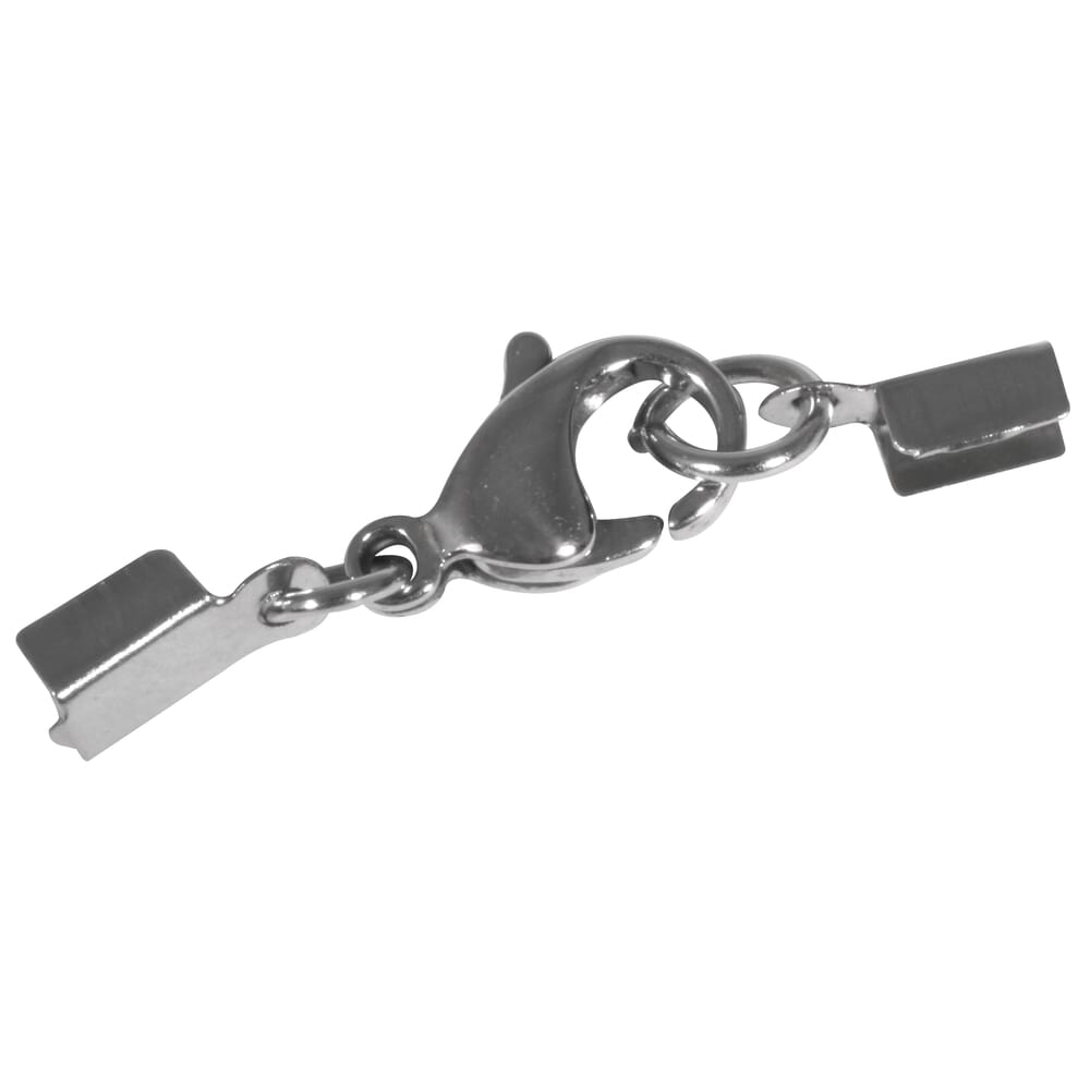 Lås med endestykke 3mm - Sølv, Rustfritt stål - HOBBYKUNST NORGE
