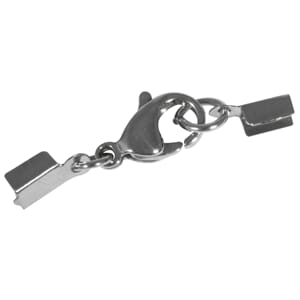 Lås med endestykke 3mm - Sølv, Rustfritt stål