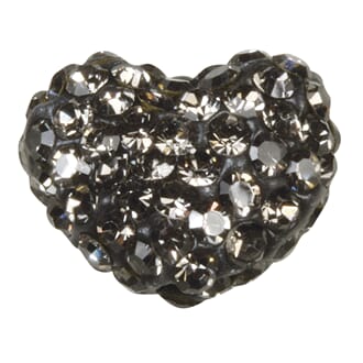 Shamballa Perle Hjerte - anthracite, 1.6x1.2cm