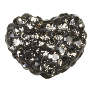 Shamballa Perle Hjerte - anthracite, 1.6x1.2cm