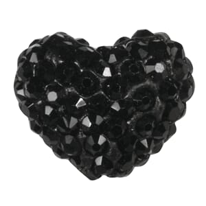 Shamballa Perle Hjerte - black, 1.6x1.2cm