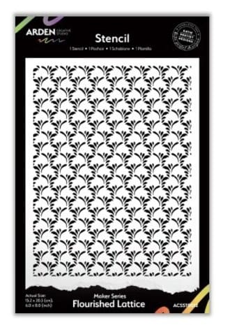 Arden - Maker Series 6x8 Inch Stencil Flourished Lattice