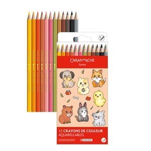 Caran d'ache - Cute Animals fargeblyanter, akvarell, 12stk