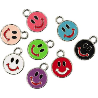 Søte Emoji charms, plast, 8 stk