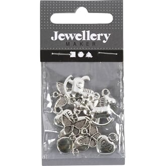 Søte små charms, str 10-20 mm, 12 stk