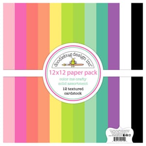 Doodlebug - Color Me Crafty 12x12 Inch Textured Cardstock