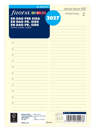 Filofax - Refill A5 for 2027 Dag Per Side