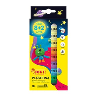 Jovi Plastilina, 8 farger + 2 selvlysende, 10x15 gram