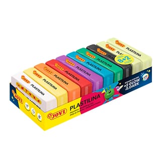 Jovi  -Plastilina, 8 farger + 2 selvlysende, 10x50 gram