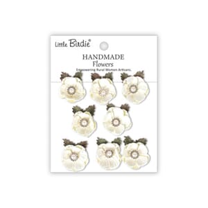 Little Birdie - Butter Cup Ivory Pearl Paper Flowers