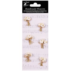 Little Birdie - Ivory Pearl Bouquet Paper Flowers 6/Pkg