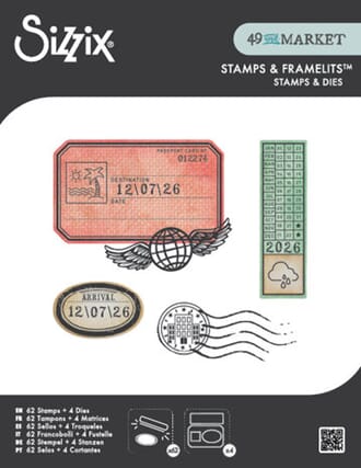 Sizzix - Globetrotter Clear Stamps w/Framelits Die by 49 & M