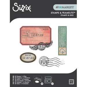 Sizzix - Globetrotter Clear Stamps w/Framelits Die by 49 & M