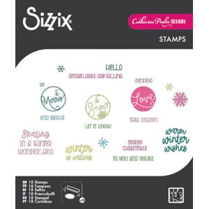 Sizzix - Clear Stamps Set Warm Winter Wishes Sentiments