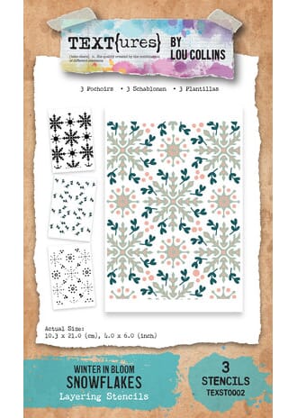 TEXT(ures) - Winter in Bloom 4x6 Inch Layering Stencil Snowf
