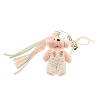 Tinka - Rosa Plysj bamse med bukse Bag Charm
