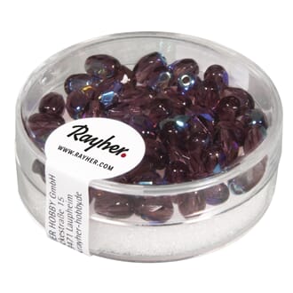 Glassperle fasettslipt 6x4mm - Amethyst - Iriserende
