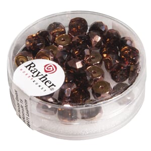 Glassperle fasettslipt 6x3mm - Nougat - Iriserende