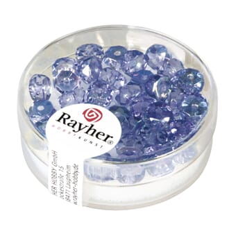 Glassperle fasettslipt 6x3mm - Saphire - Iriserende