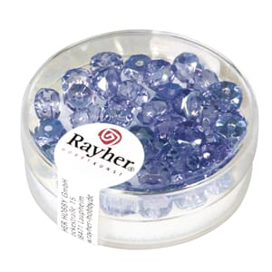 Glassperle fasettslipt 6x3mm - Saphire - Iriserende