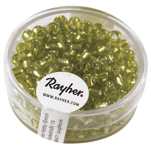 Rocailles 4mm ø - Light green with silver inlet, 17 g