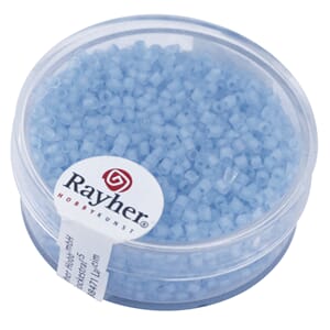 Rocailles, 2,6 mm ø, transparent, medium blue, box 17 g