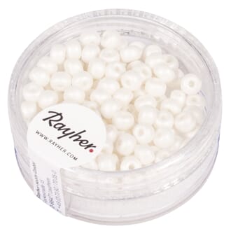Rocailles Silk beads - Hvite, str 4 mm, 120 stk