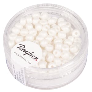 Rocailles Silk beads - Hvite, str 4 mm, 120 stk