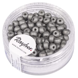 Rocailles Silk beads - Grå, str 4 mm, 120 stk