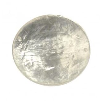 Skjellperle - Hvit disk formet, str 30 mm