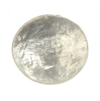 Skjellperle - Hvit disk formet, str 40 mm