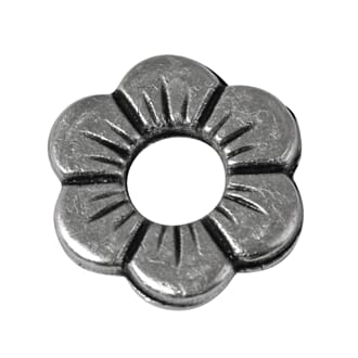 Metall perle blomst (mellomdel) - Sølvfarget, str 6mm, 1/Pkg