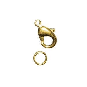 Smykkelås - Karabin lås, gullfarget, nikkelfri, 9,5mm, 2/Pkg