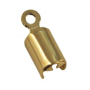 Endestykke med ring - Gullfarget metall, str 4mm, 4 stk