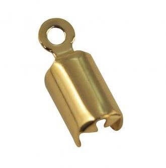 Endestykke med ring - Gullfarget metall, str 4mm, 4 stk