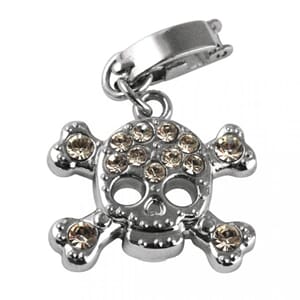 Charms - Rhinestone-skull, 20 mm with clip 11 mm, 1/Pkg