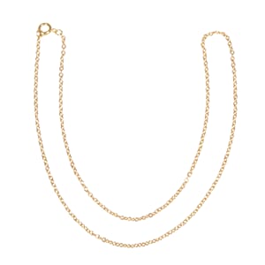 Kjede - Gullfarget metall, 2x3mm, lengde 45 cm
