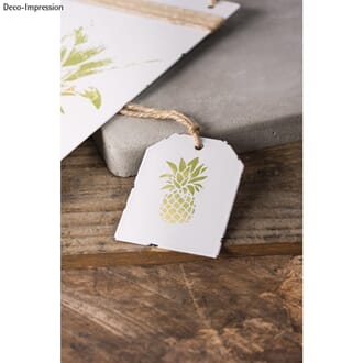 Metall tags med opphengshull, str 4.5x6.5 cm, 3 stk