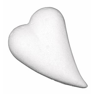 Isopor - Dråpeformet hjerte, str 12x8,5 cm, flat bakside