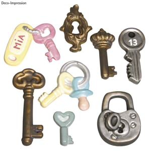 Støpeform: Lucky key, 8 motiv, 3.5-7cm, str 23.2x18