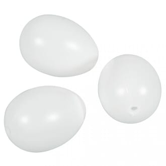 Plast egg - 6 cm hvit plast, 10 stk