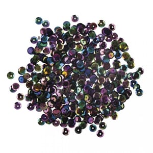 Paljette 6mm - Sort iriserende, 500 stk
