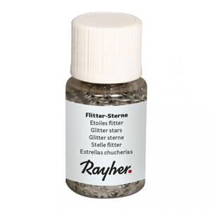 Mini paljetter - Silver stars, 10ml flaske