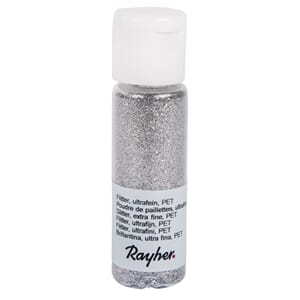 Glitter - Brilliant silver, extra fine, PET, bottle 20 ml