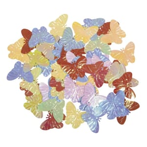 Paljetter / dekor - Sommerfugler, str 3x2,3 cm, 12,5 gram
