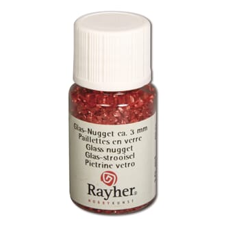 Glass nugget - Red, 3 mm, bottle 10 ml