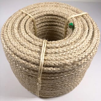 Hamptråd med wire, natural, tykkelse 8 mm, selges pr meter
