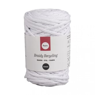 Resirkulert garn - White, tykkelse 4 mm, 250 gr